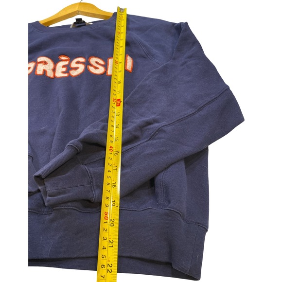 J.Crew Womens Navy Blue Apres Ski Sweatshirt Medium Pullover Cotton Peppy Boxy - Picture 6 of 10